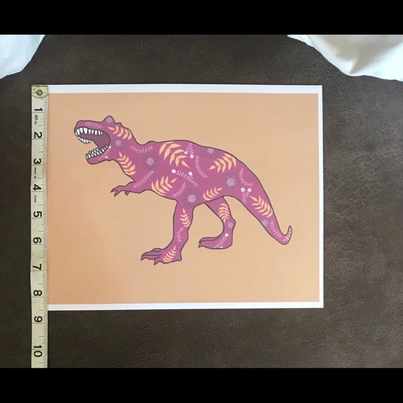 COPY - Pink and yellow T. rex dinosaur wall art - Picture 3 of 4